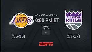 Los Angeles Lakers  Sacramento Kings  NBA on ESPN Live Scoreboards [upl. by Sitnik]