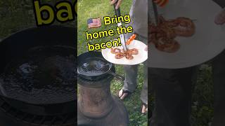 Olympic bacon rings😋🥓🥇🇺🇲 olympics paris2024 teamusa asmr bushcraft [upl. by Lourie646]