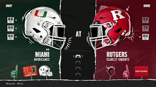 College Football 25 Mock Bad Boy Mowers Pinstripe Bowl Gameplay  Rutgers vs Miami FL [upl. by Drareg749]