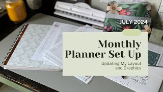 Monthly Planner Set Up July 2024  Updating Layout and Graphics [upl. by Pol]