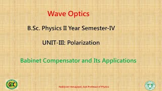 Babinet Compensator [upl. by Esilehc]