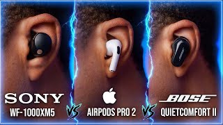 Batalla definitiva Sony WF1000XM5 vs Airpods Pro 2 vs Bose Quietcomfort 2 [upl. by Onitsirc252]