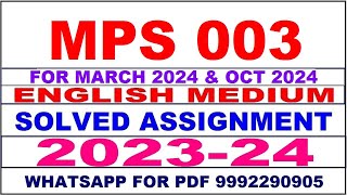 mps 3 solved assignment 202324  mps 3 solved assignment in english 2024  mps 3 2024 [upl. by Cavil]