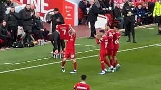 Diogo Jota Dedicates His Goal To Luis Diaz  Liverpool 30 Nottingham Forest [upl. by Aynas933]