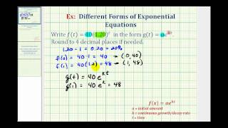 Ex Rewrite Exponential Functions y  abt to y  aekt [upl. by Brody]