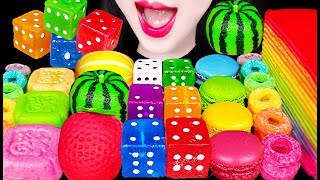 ASMR Edible Dice Candy Fruit Mochi Rainbow Dessert 먹는 주사위 과일 화과자 무지개 디저트 먹방 Mukbang Eating [upl. by Huntlee]