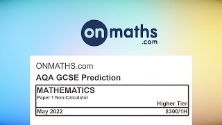 May 2022 Predicted Maths GCSE Paper 1 NonCalculator AQA Higher Non Calculator Exam 83001H [upl. by Lerraj]