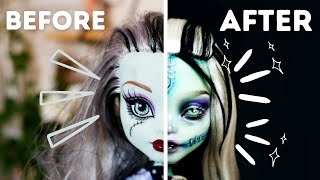 REVAMPING OLD DOLLS 🖌️ MONSTER HIGH FRANKIESTIEN REPAINT  relaxing Doll Repaint ooak  etellan [upl. by Ycinuq]