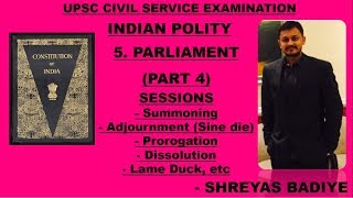 Indian Polity by Laxmikant  Parliament  Part 4  Sessions Adjournment sine die Dissolution etc [upl. by Deerdre]