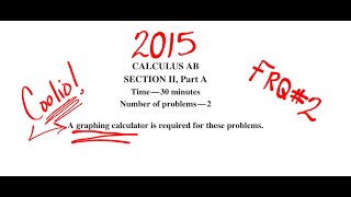 2015 AP Calculus AB Exam Problem FRQ 2 [upl. by Anillek]