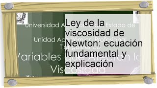 Ley de la viscosidad de Newton ecuación fundamental y explicación [upl. by Markman647]