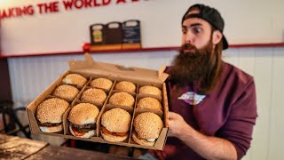 12 BURGERS IN 6 MINUTESTHE CHALLENGE THAT SPARKED A NATIONWIDE HAMBURGLER HUNT  BeardMeatsFood [upl. by Church]