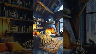 Healing Ambiance Sleep Aid Cave Cozy Cabin Burning Fireplace Blizzard Snowfall [upl. by Victory]