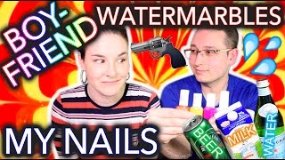 My Boyfriend Watermarbles my Nails WITH BEER [upl. by Bezanson643]