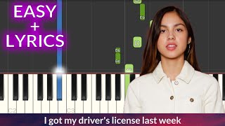 Olivia Rodrigo  drivers license EASY Piano Tutorial  LYRICS [upl. by Ainekahs858]