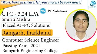 CongratsSmiriti Mishra Selected in PC Solutions324LPACSEPoY2021Ramgarh Jharkhand [upl. by Burgener]