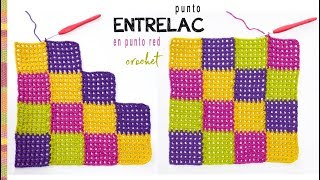 Entrelac en punto red para colchas de bebé tejido a crochet Tejiendo Perú [upl. by Ardin204]