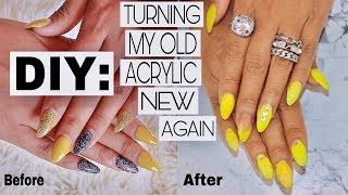 DIY HOW TO MAKE OLD ACRYLIC NAILS LOOK NEW [upl. by Allemap]