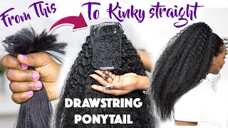 😱SHE CHANGED THE GAME AGAIN DIY 280 Kinky Straight DRAWSTRING PONYTAIL with Kanekalon hair [upl. by Intruok]