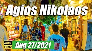 Agios Nikolaos Crete  Nightlife  Greece Walking Tour 4K UHD [upl. by Seidel]