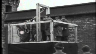 A Nazi war criminal is brought to scaffold for execution by method of hanging in HD Stock Footage [upl. by Laurence481]