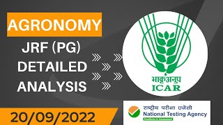 Brief Analysis of ICAR PG JRF Agronomy Exam held on 20Sep2022😇 [upl. by Nugesulo]