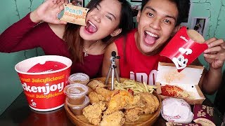 ASMR Jollibee Chicken Wassabi Fries Ube Peach Mango Choco Mallow Pies [upl. by Klinges]