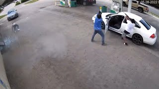 Man Runs for His Life After Gunshots Fired at Gas Station [upl. by Oakie730]