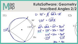 KutaSoftware Geometry Inscribed Angles Part 2 [upl. by Savitt753]