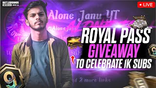 🔴Royal Pass Giveaway 🎉 Celebrate 1K Subs with ALOnE  BGMI RoyalPassGiveaway giveaway LiveStream [upl. by Barry]