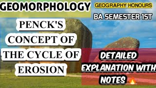 GEOMORPHOLOGYTOPIC PENCKS CONCEPT OF CYCLE OF EROSIONDETAILED EXPLANATION WITH NOTES [upl. by Ingold]