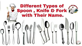 Types of Spoon Knife and Fork  Cutlery Sets With Name And Size AP Spoon  Hotel Management [upl. by Ennaillij272]