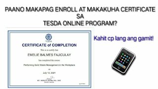 PAANO MAGKAROON NG CERTIFICATE SA TESDA ONLINE PROGRAM [upl. by Noda]