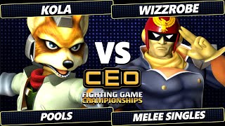 CEO 2024  Kola Fox Vs Wizzrobe Captain Falcon Smash Melee  SSBM [upl. by Enneyehs]