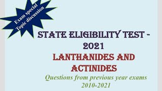 54 SET ChemistryLanthanides and Actinides Previous year questionssolved [upl. by Anyl]