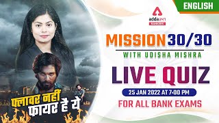 Mission 3030 With Udisha Mishra  English Live Quiz for All Bank Exams  Adda247 [upl. by Severin]