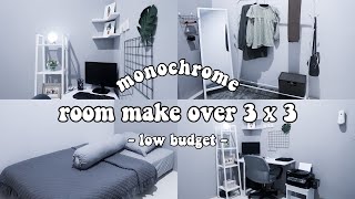 MAKEOVER KAMAR 3x3 LOW BUDGET MONOCHROME  Extreme Room Makeover Indonesia [upl. by Negem226]