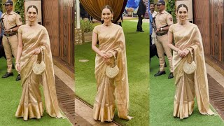 Miss World Manushi Chhillar Traditional Saree Look at Anant Ambani amp Radhika Wedding Function [upl. by Netsyrk]