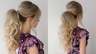 HOW TO CURLY PONYTAIL ✨ NEW YEARS EVE HAIRSTYLE [upl. by Kelsy]