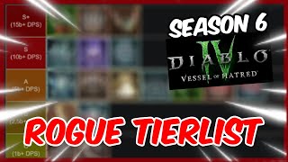 DIABLO 4 ALL Season 6 Rogue Builds RANKED Vessel of Hatred PTR Tierlist [upl. by Eddy]