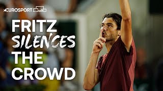 INCREDIBLE Scenes Fritz Shushes Crowd After Defeating Home Favourite Rinderknech  Eurosport Tennis [upl. by Wallford]