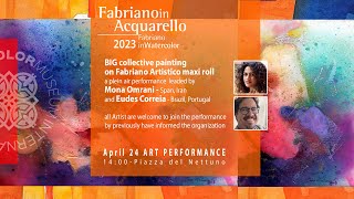 2023 long Painting RELATIONAL ART with Eudes Correia and Mona Omrani in Piazza Maggiore [upl. by Ardnaz]