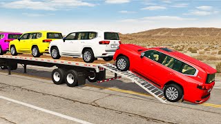 Flatbed Truck Mcqueen  Transportation with Truck  Pothole vs Car 159  BeamNGDrive [upl. by Aliza]