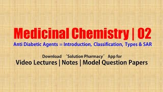 Medicinal Chemistry II 66 Anti Diabetic Agents  Introduction Classification Types amp SAR [upl. by Haynor]