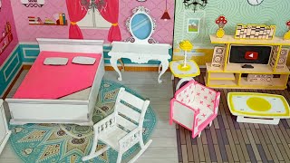 Luxury Mini Cardboard Doll House  Paper Doll House  Bedroom amp Living Room Decor  Artistic Dolls [upl. by Odele]