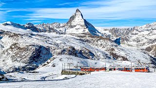 Riding the famous Matterhorn Railway from Zermatt to Gornergrat in Winter 🇨🇭❄️ [upl. by Crystie594]