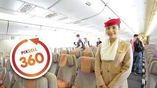 360 VIDEO Inside the Emirates Boeing 777300 Amazing Luxury Jet Airliner [upl. by Pardew]