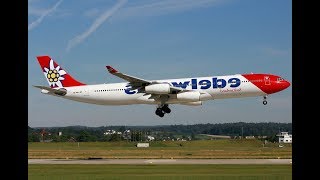 Edelweiss Air A340300 HBJMG Zurich Airport [upl. by Tennes]