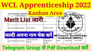 WCL Apprentice 2022 Merit list  WCL Kanhan Area Merit list  Western Coalfield Limited merit list [upl. by Reinert]