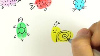 CRAFT AND FUN  Easy Thumb Drawing Animals  Thumbprint drawing  Thumb printing activity [upl. by Ainna]